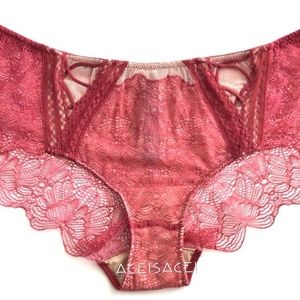 NWT*VERY SEXY FLORAL*MESH CHEEKY PANTY--ROSE--L/G